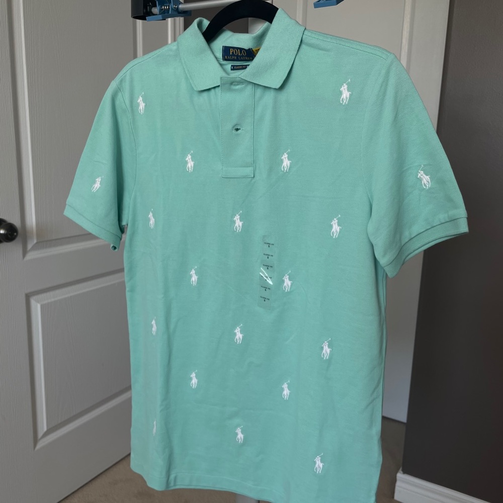 MEN’S Polo Pastel Green All Over Pony Polo
